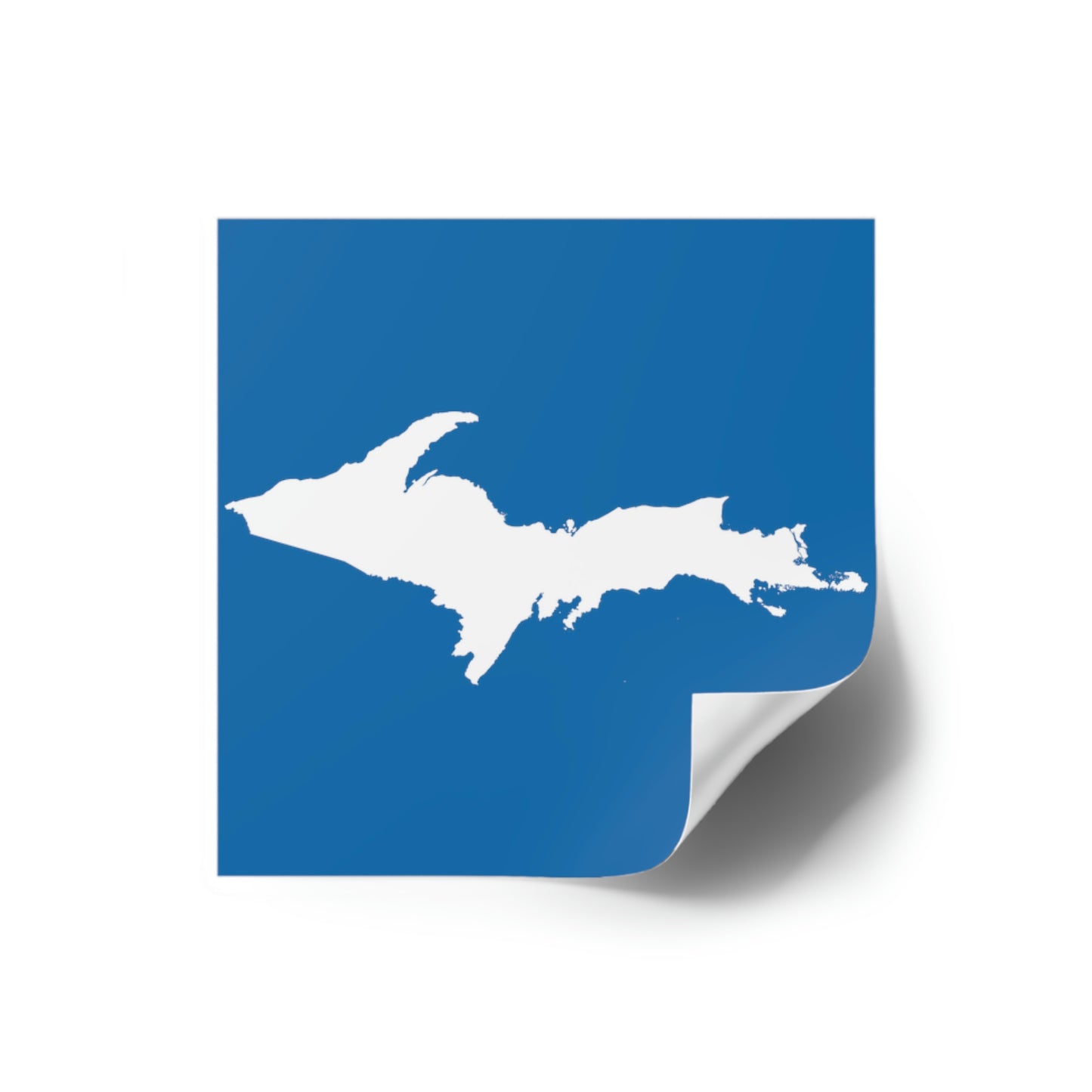 Michigan Upper Peninsula Square Sticker (Azure w/ UP Outline) | Indoor/Outdoor