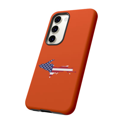 Michigan Upper Peninsula Tough Phone Case (Maple Leaf Orange w/ UP USA Flag Outline) | Samsung & Pixel Android