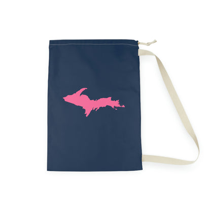 Michigan Upper Peninsula Laundry Bag (Navy w/ Pink UP Outline)