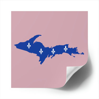 Michigan Upper Peninsula Square Sticker (Pink w/ UP Quebec Flag Outline) | Indoor/Outdoor