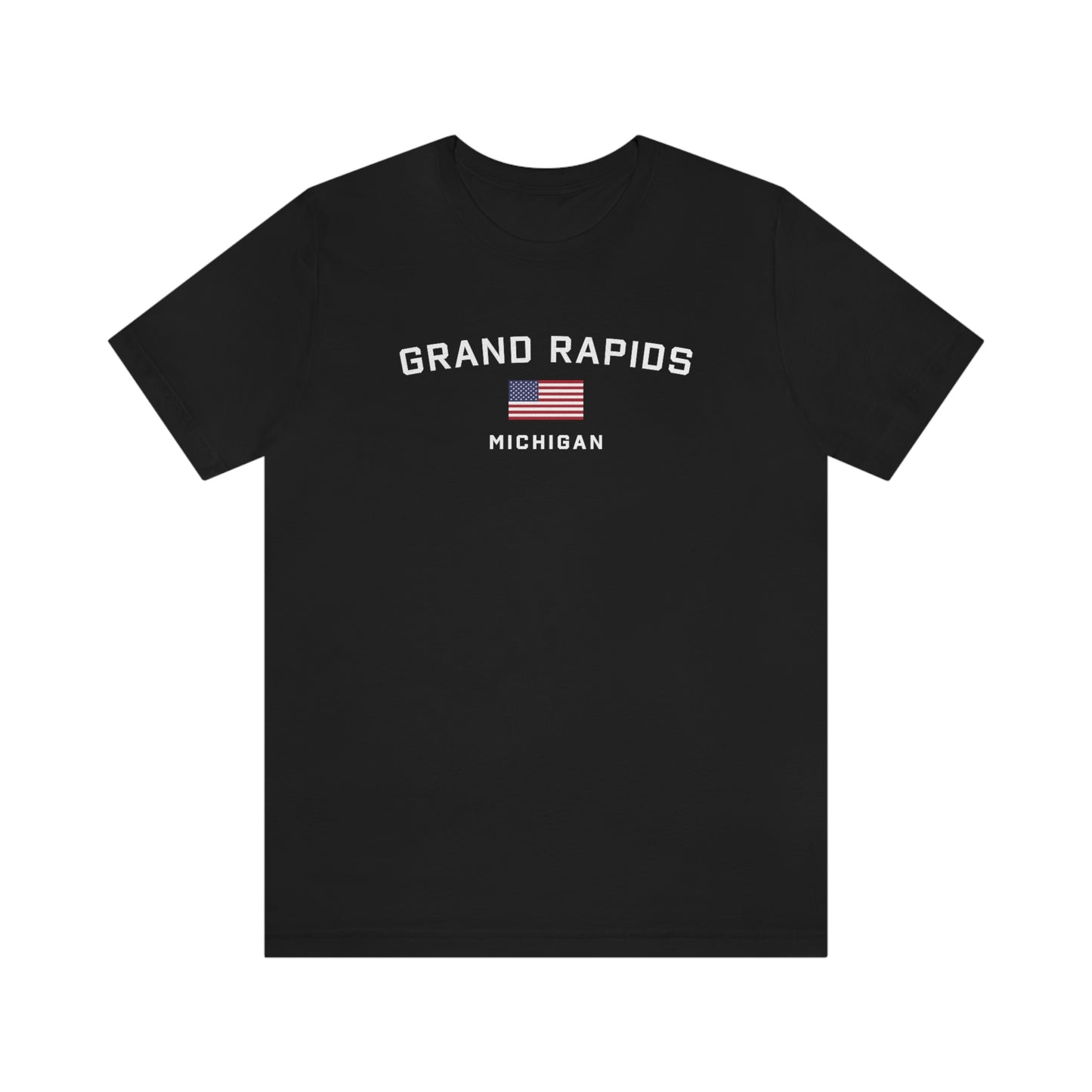 'Grand Rapids Michigan' T-Shirt (w/USA Flag Outline) | Unisex Standard Fit