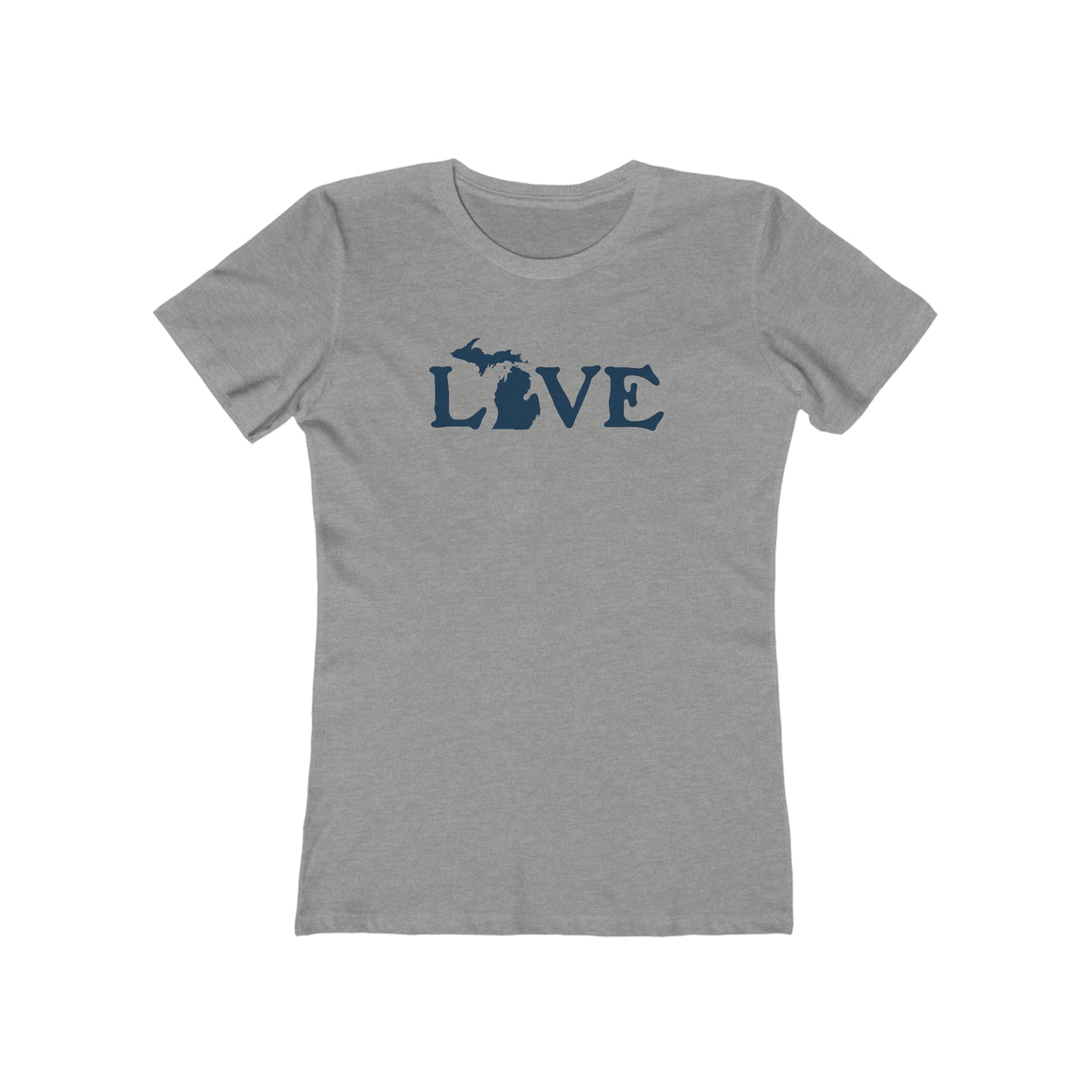 Michigan 'Love' T-Shirt (Woodcut Font) | Women's Boyfriend Cut