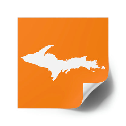 Michigan Upper Peninsula Square Sticker (Orange w/ UP Outline) | Indoor/Outdoor