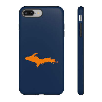 Michigan Upper Peninsula Tough Phone Case (Navy w/ Orange UP Outline) | Apple iPhone