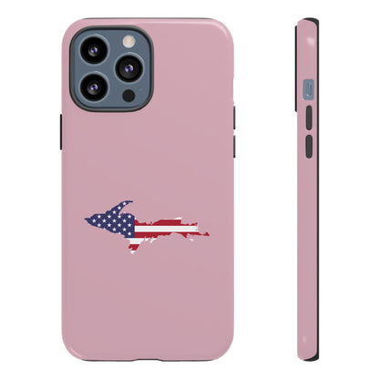 Michigan Upper Peninsula Tough Phone Case (Pink w/ UP USA Flag Outline) | Apple iPhone