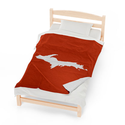 Michigan Upper Peninsula Plush Blanket (w/ UP Outline) | Maple Leaf Orange