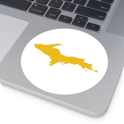 Michigan Upper Peninsula Round Stickers (w/ Gold UP Outline) | Indoor\Outdoor