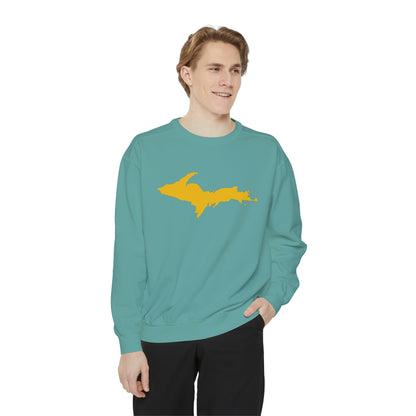 Michigan Upper Peninsula Sweatshirt (w/ Gold UP Outline) | Unisex Garment Dyed