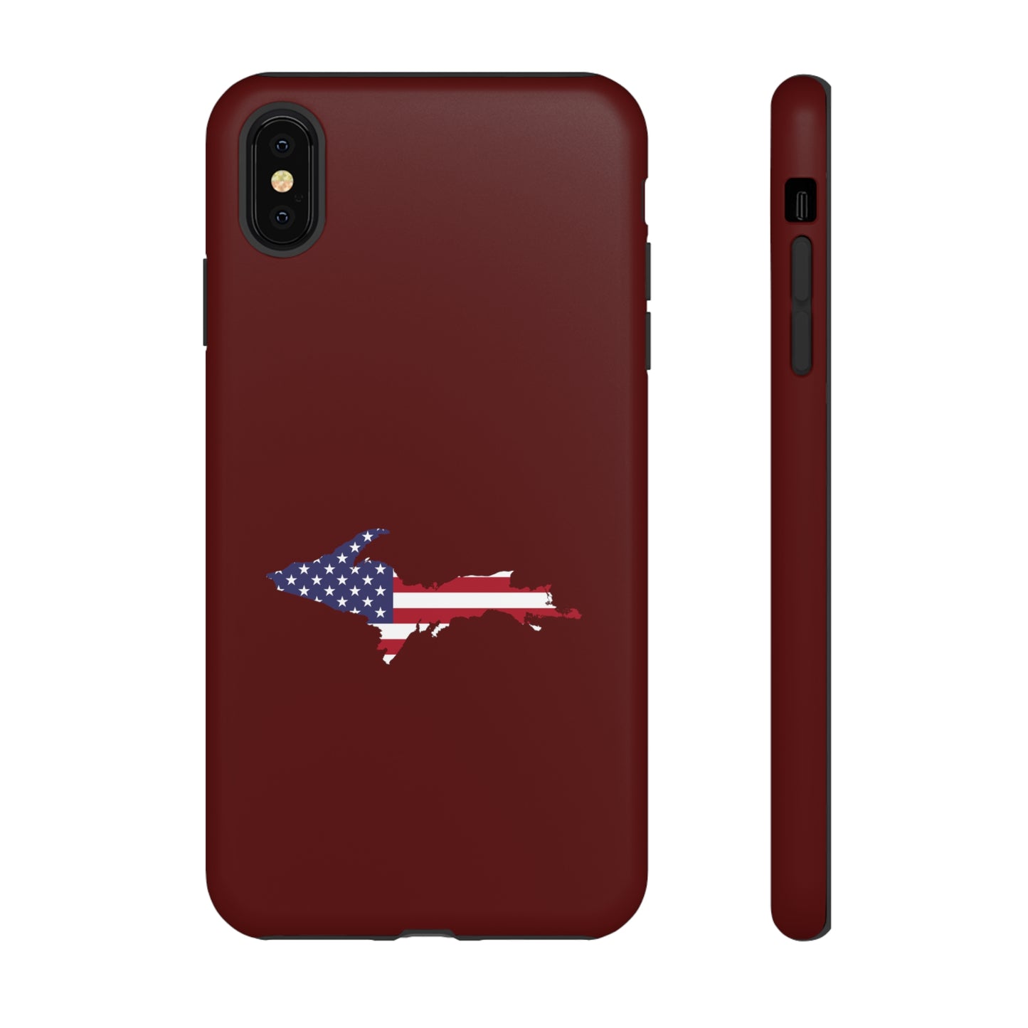 Michigan Upper Peninsula Tough Phone Case (Cherrywood Color w/ UP USA Outline) | Apple iPhone