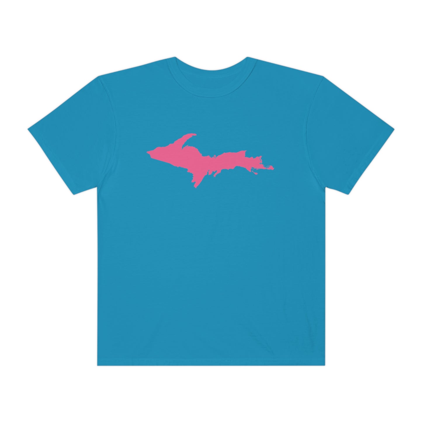 Michigan Upper Peninsula T-Shirt (w/ Pink UP Outline) | Unisex Garment-Dyed