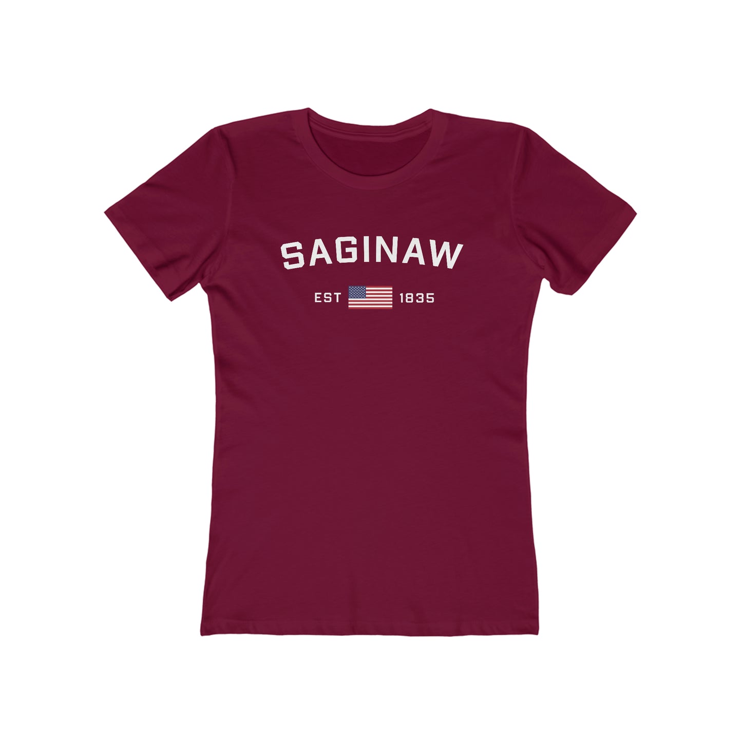 'Saginaw EST 1835' (w/USA Flag Outline) | Women's Boyfriend Cut