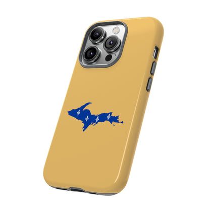 Michigan Upper Peninsula Tough Phone Case (Citrine Color w/ UP Quebec Flag Outline) | Apple iPhone