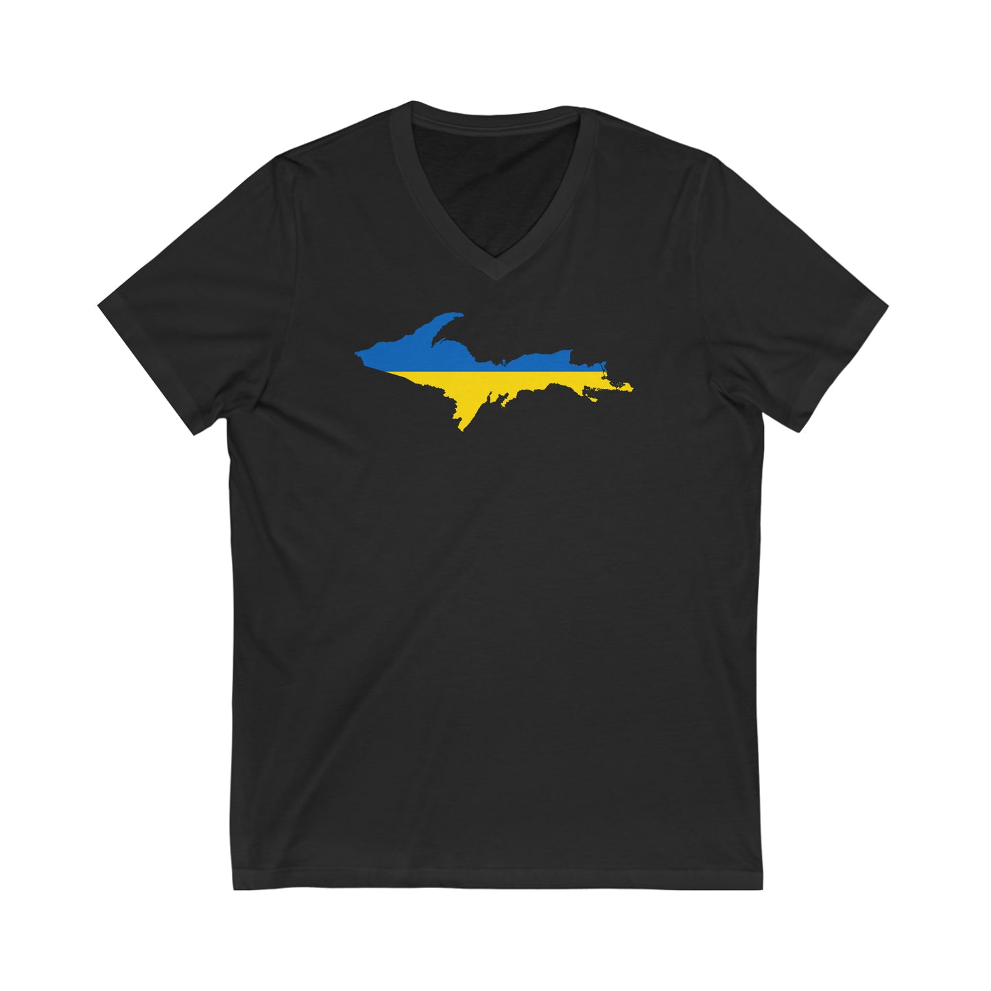 Michigan Upper Peninsula T-Shirt (w/ UP Ukraine Flag Outline) | Unisex V-Neck