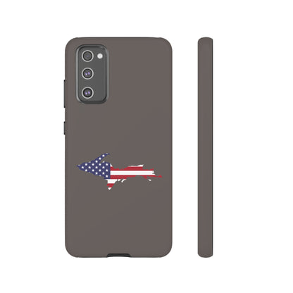 Michigan Upper Peninsula Tough Phone Case (Warren Tank Grey w/ UP USA Flag Outline) | Samsung & Pixel Android