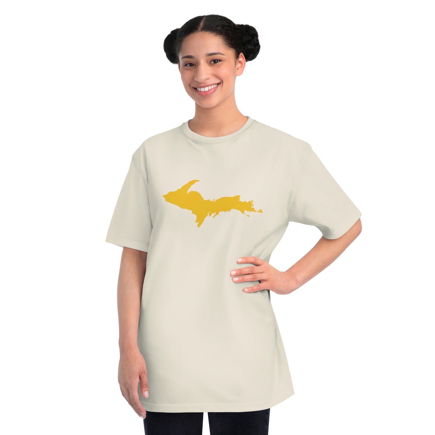 Michigan Upper Peninsula T-Shirt (w/ Gold UP Outline) | Organic Unisex