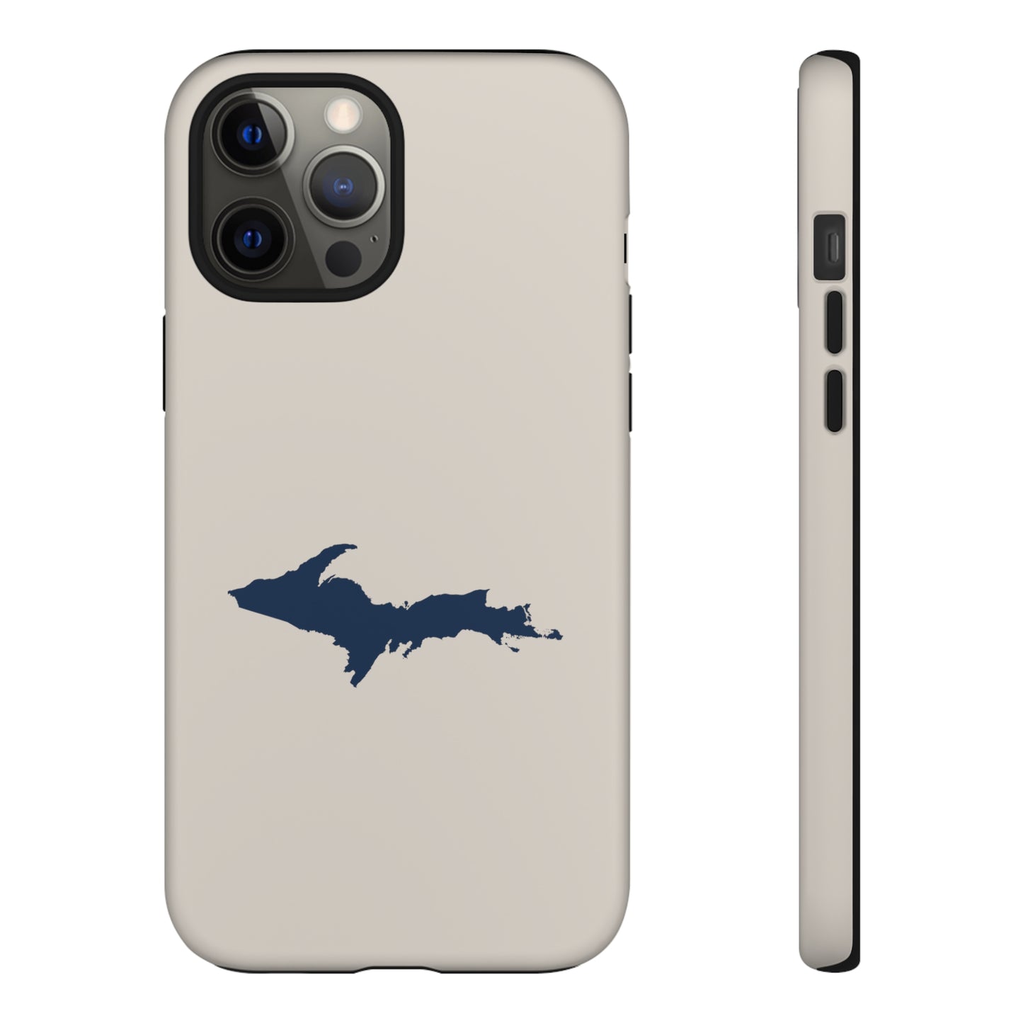 Michigan Upper Peninsula Tough Phone Case (Canvas Color w/ UP Outline) | Apple iPhone