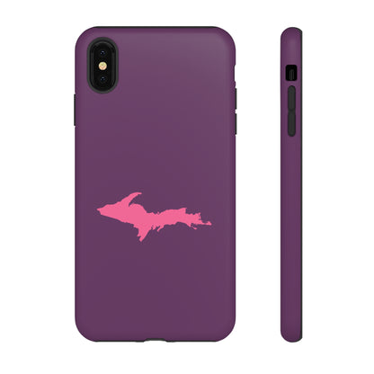 Michigan Upper Peninsula Tough Phone Case (Plum w/ Pink UP Outline) | Apple iPhone