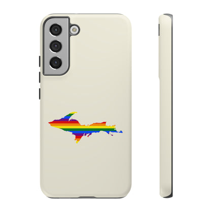 Michigan Upper Peninsula Tough Phone Case (Ivory Color w/ UP Pride Flag Outline) | Samsung & Pixel Android