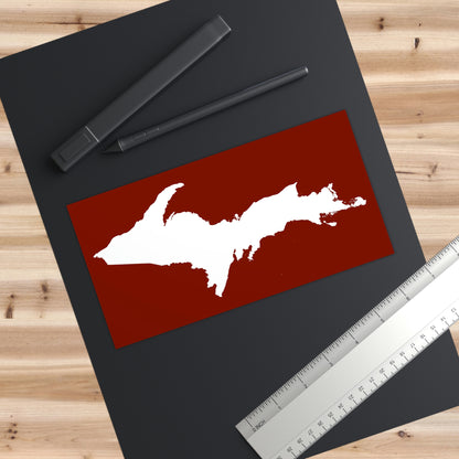 Michigan Upper Peninsula Bumper Sticker (w/ UP Outline) | Traverse Red Background