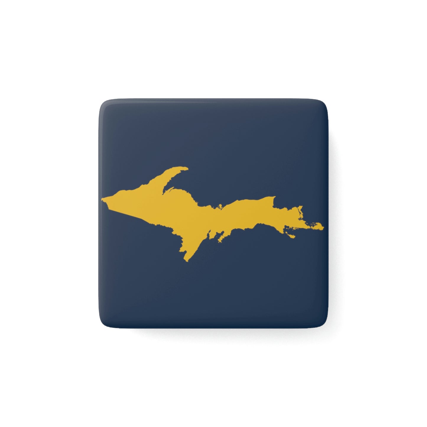 Michigan Upper Peninsula Porcelain Magnet (Navy w/ Gold UP Outline)