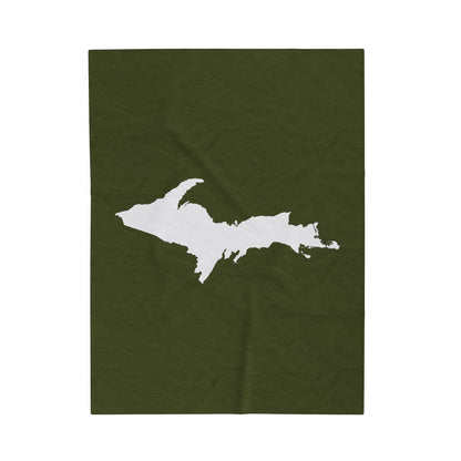 Michigan Upper Peninsula Plush Blanket (w/ UP Outline) | Army Green