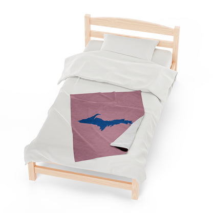 Michigan Upper Peninsula Plush Blanket (w/ Azure UP Outline) | Pink