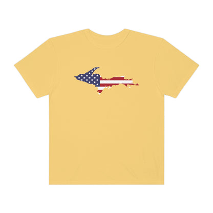 Michigan Upper Peninsula T-Shirt (w/ UP USA Flag Outline) | Unisex Garment-Dyed