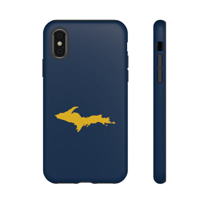 Michigan Upper Peninsula Tough Phone Case (Navy w/ Gold UP Outline) | Apple iPhone