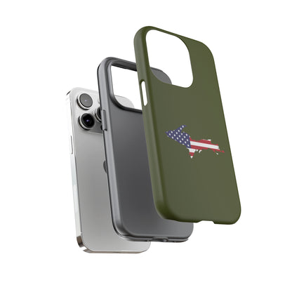 Michigan Upper Peninsula Tough Phone Case (Army Green w/ UP USA Outline) | Apple iPhone