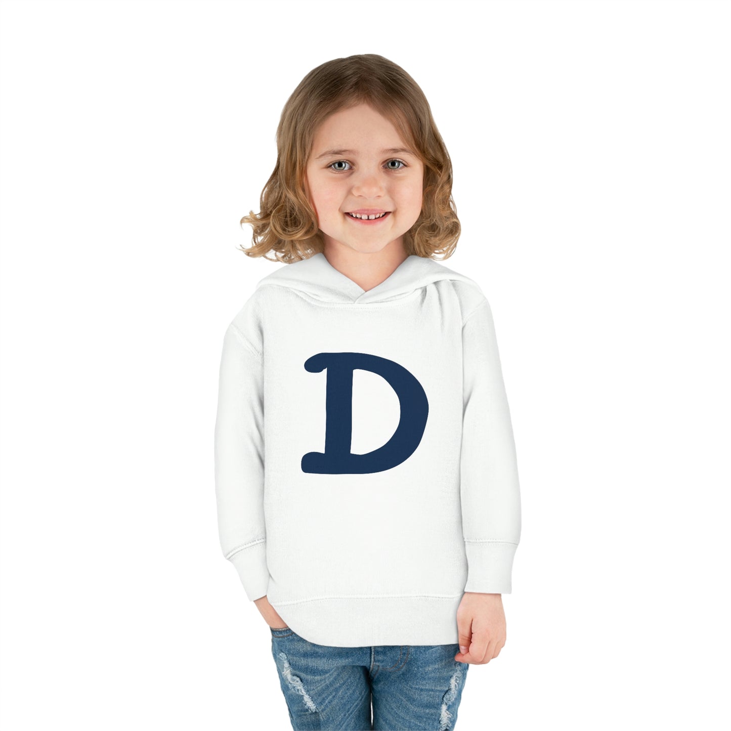 Detroit 'Old French D' Hoodie (White/Navy Full Body Outline) | Unisex Toddler