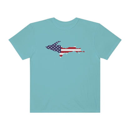 Michigan Upper Peninsula T-Shirt (w/ UP USA Flag Outline) | Unisex Garment-Dyed