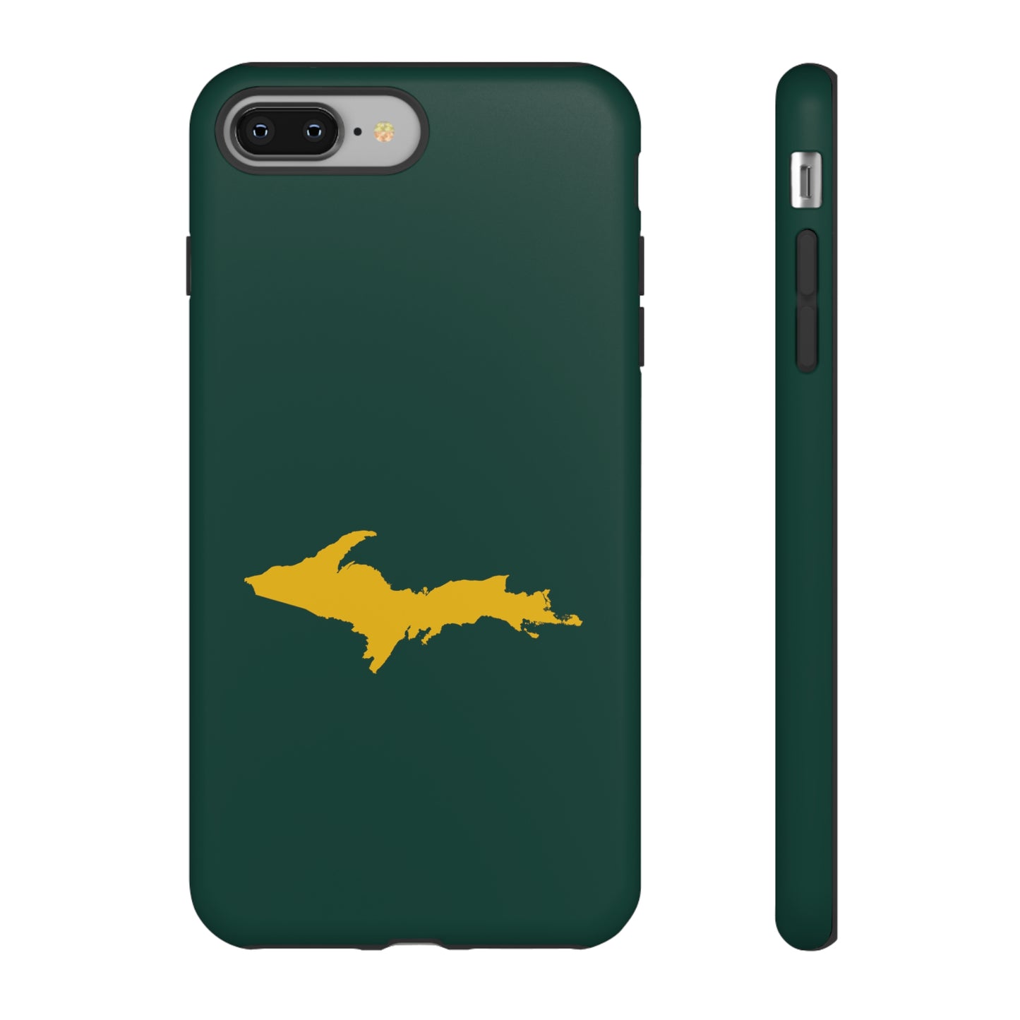 Michigan Upper Peninsula Tough Phone Case (Green w/ Gold UP Outline) | Apple iPhone