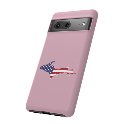 Michigan Upper Peninsula Tough Phone Case (Pink w/ UP USA Flag Outline) | Samsung & Pixel Android