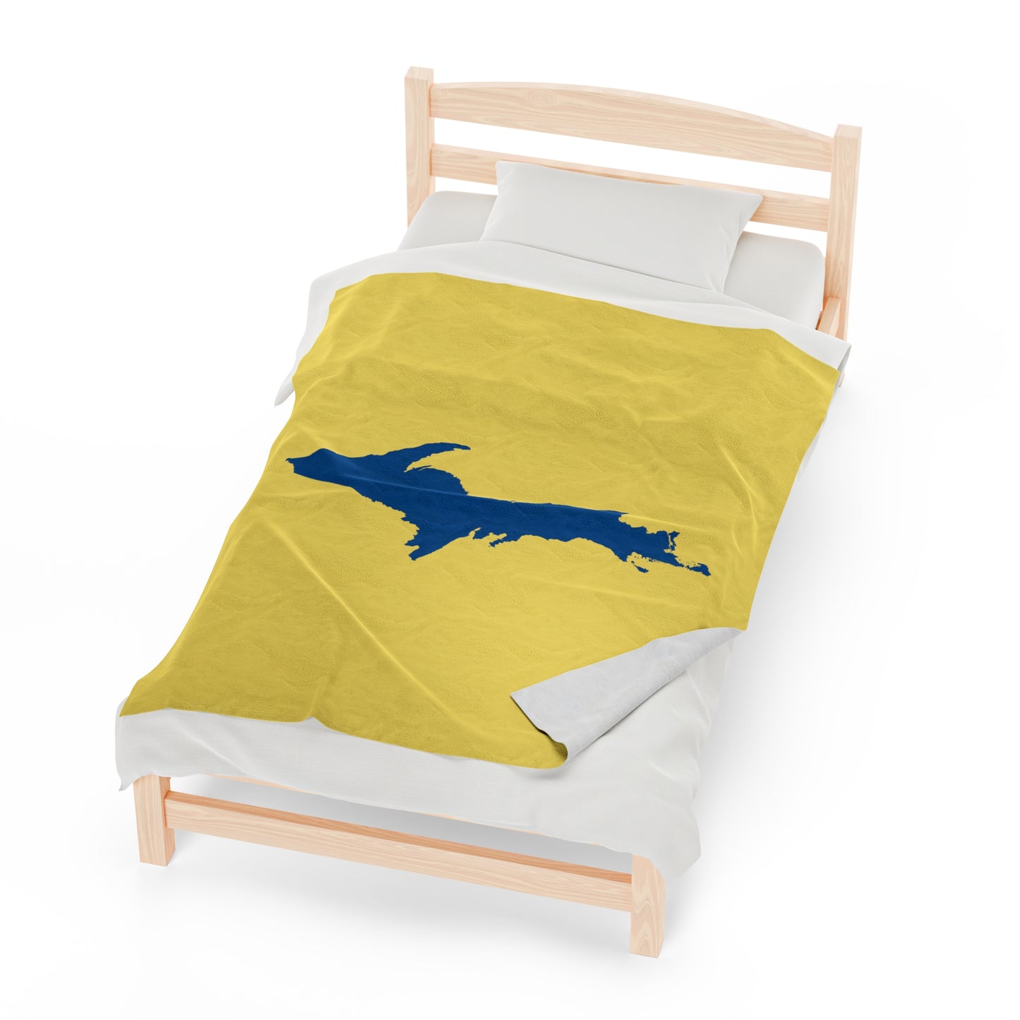 Michigan Upper Peninsula Plush Blanket (w/ Azure UP Outline) | Cherry Yellow