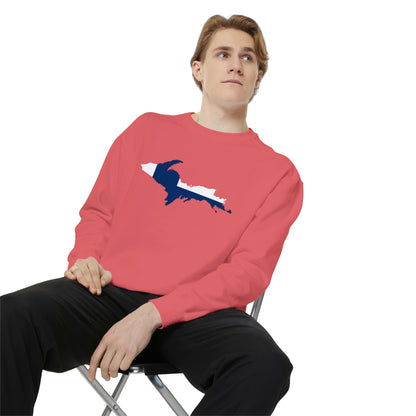 Michigan Upper Peninsula Sweatshirt (w/ UP Finland Flag Outline) | Unisex Garment Dyed