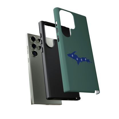 Michigan Upper Peninsula Tough Phone Case (Copper Green w/ UP Quebec Flag Outline) | Samsung & Pixel Android