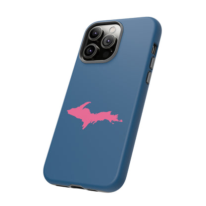 Michigan Upper Peninsula Tough Phone Case (Blueberry w/ Pink UP Outline) | Apple iPhone