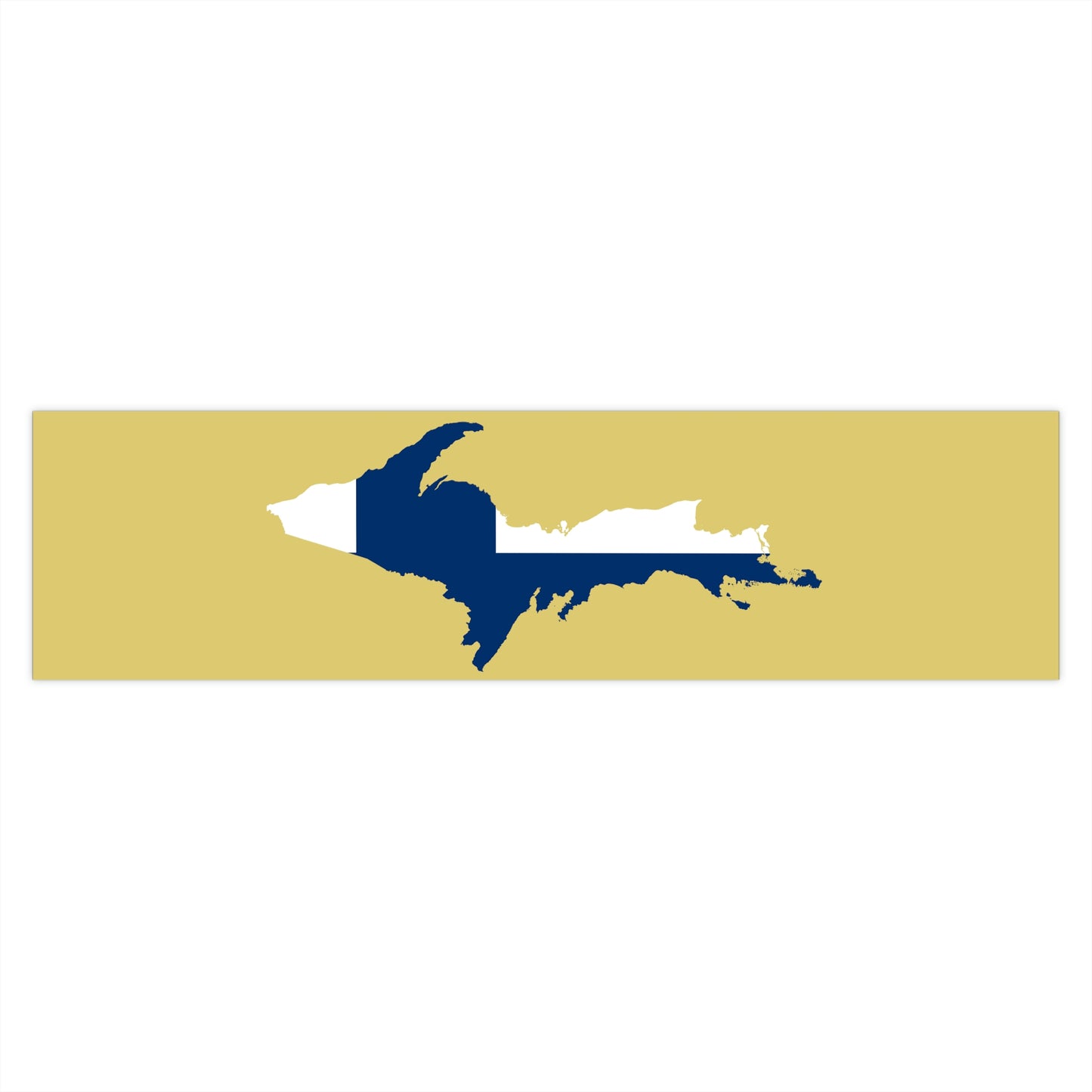 Michigan Upper Peninsula Bumper Stickers (w/ UP Finland Flag Outline) | Yellow Plum Background