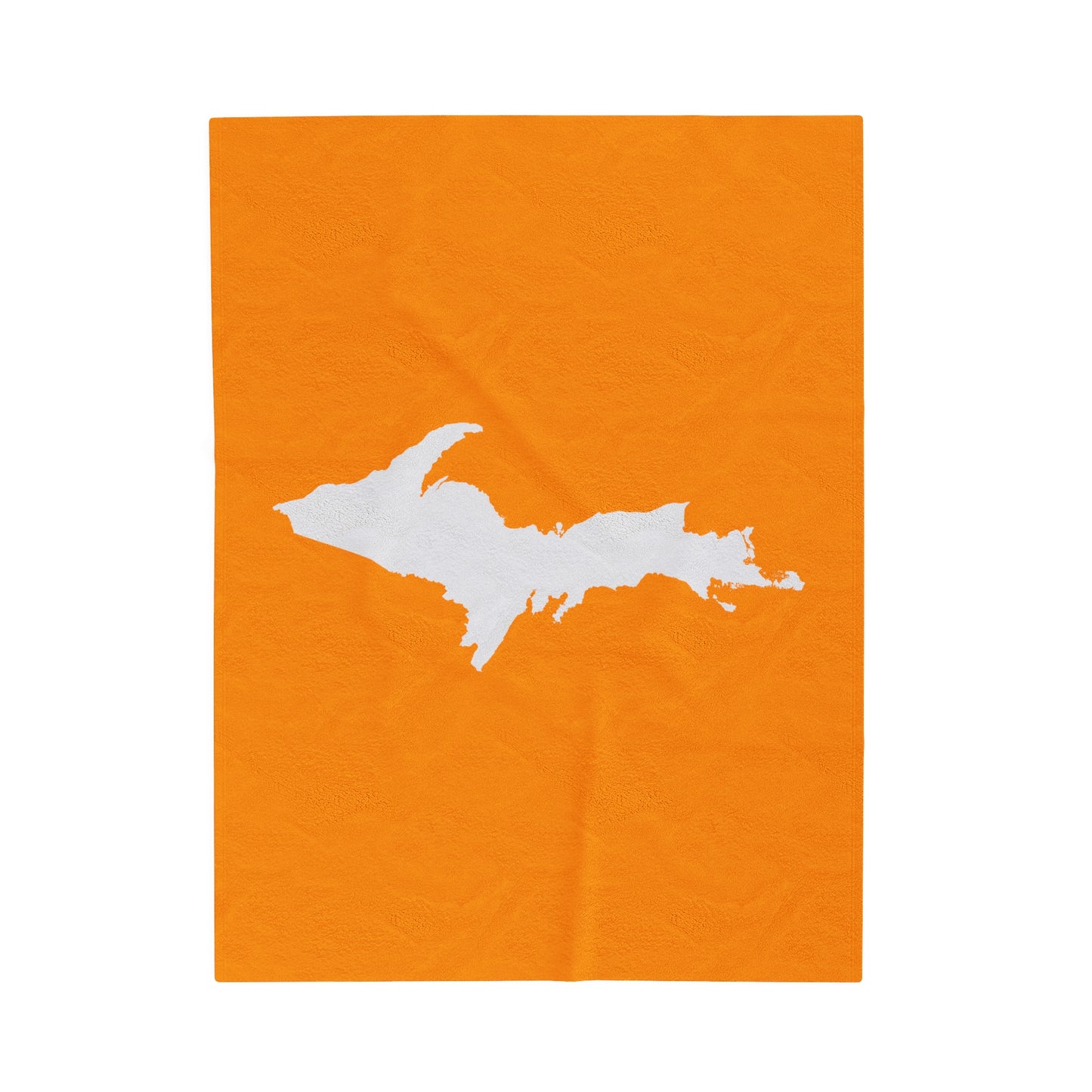 Michigan Upper Peninsula Plush Blanket (w/ UP Outline) | Birch Leaf Orange