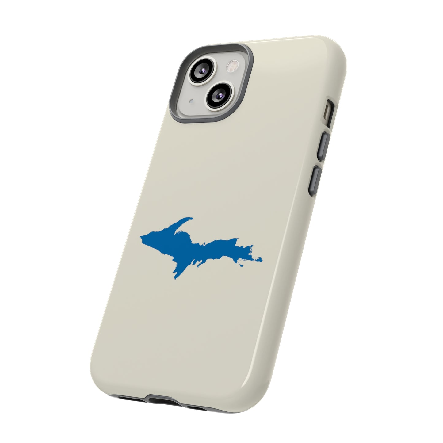 Michigan Upper Peninsula Tough Phone Case (Ivory Color w/ Azure UP Outline) | Apple iPhone