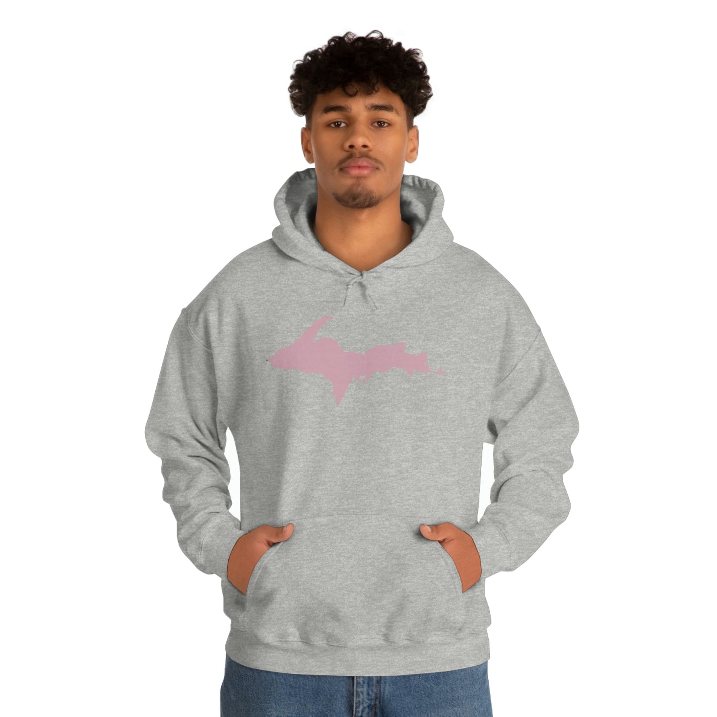 Michigan Upper Peninsula Hoodie (w/ Pink U.P. Outline) | Unisex Standard