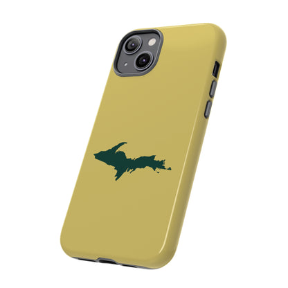 Michigan Upper Peninsula Tough Phone Case (Plum Yellow w/ Green UP Outline) | Apple iPhone