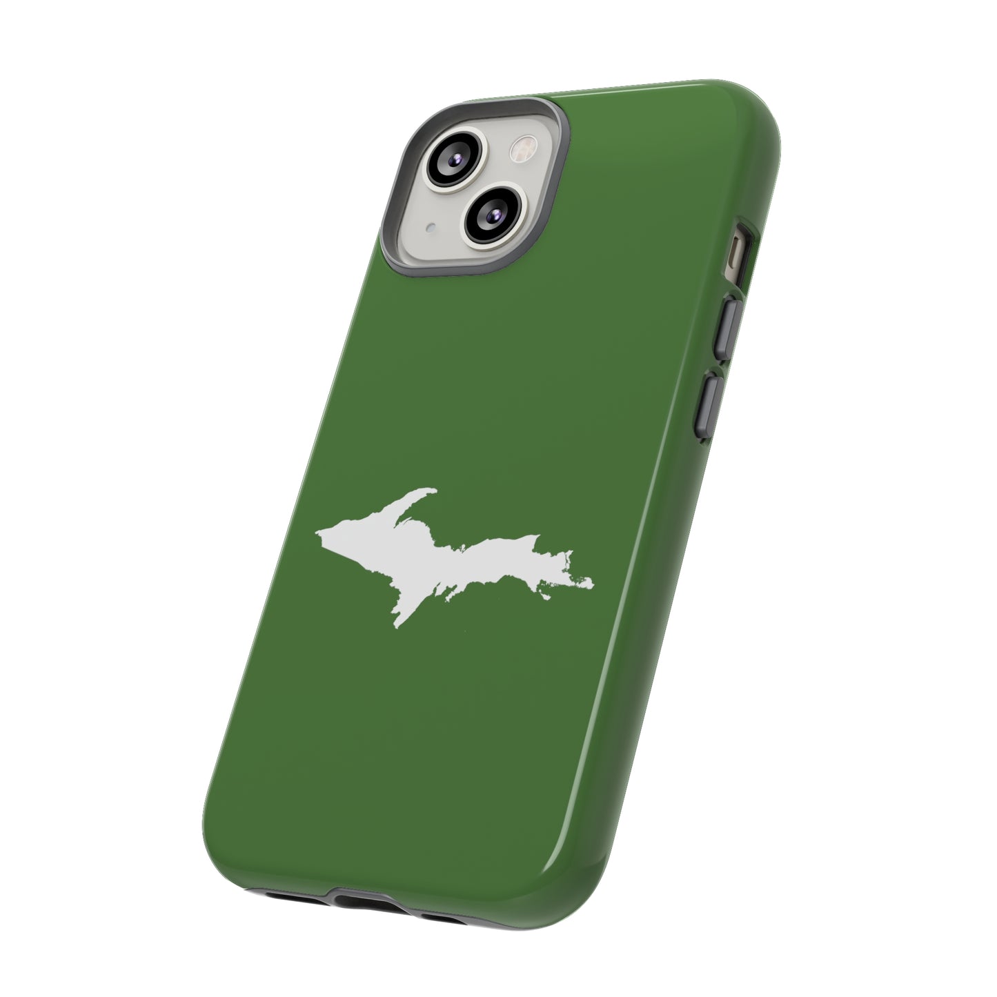 Michigan Upper Peninsula Tough Phone Case (Pine Green w/ UP Outline) | Apple iPhone