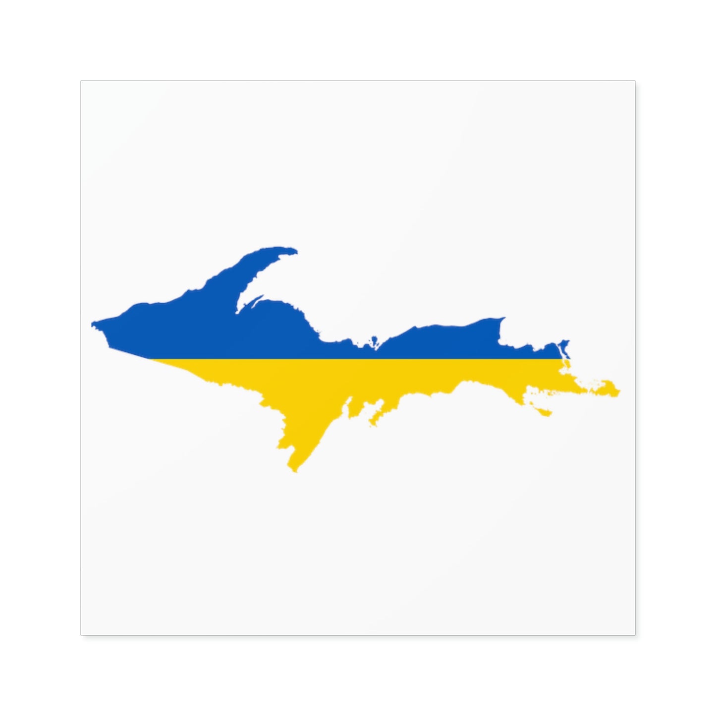 Michigan Upper Peninsula Square Sticker (w/ UP Ukraine Flag Outline) | Indoor/Outdoor