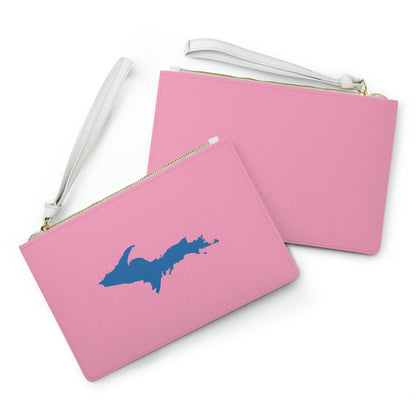 Michigan Upper Peninsula Clutch Bag ('67 Caddie Pink w/ Azure UP Outline)