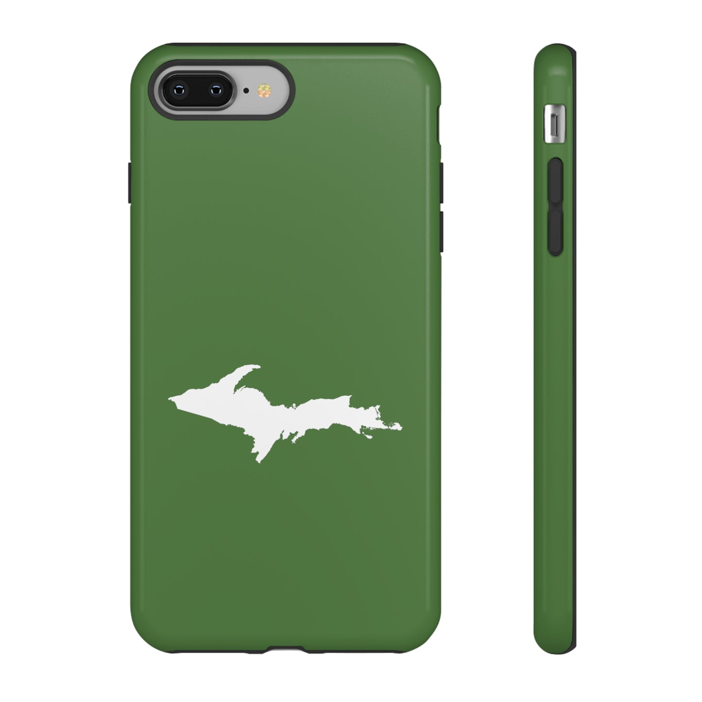 Michigan Upper Peninsula Tough Phone Case (Pine Green w/ UP Outline) | Apple iPhone