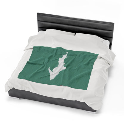 Michigan Upper Peninsula Plush Blanket (w/ UP Outline) | '64 Metallic Mint Green