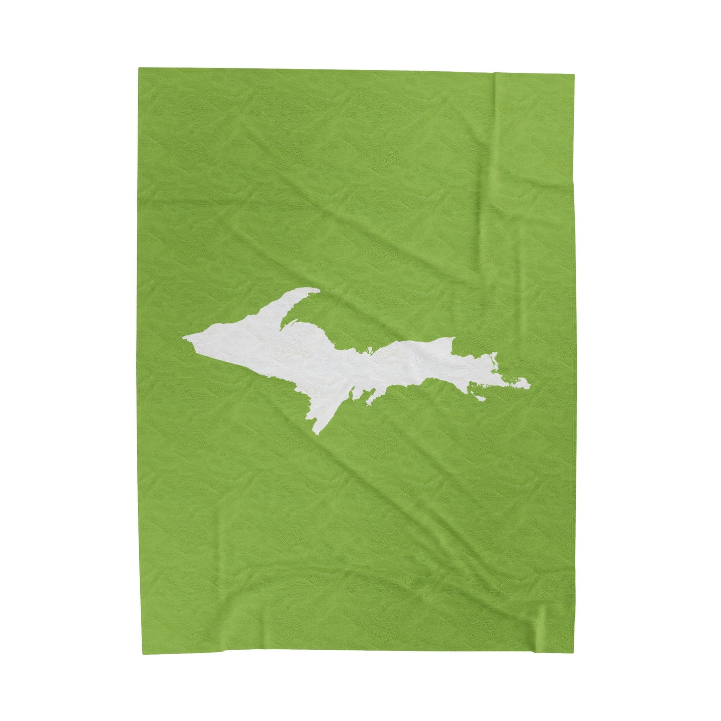 Michigan Upper Peninsula Plush Blanket (w/ UP Outline) | Gooseberry Green