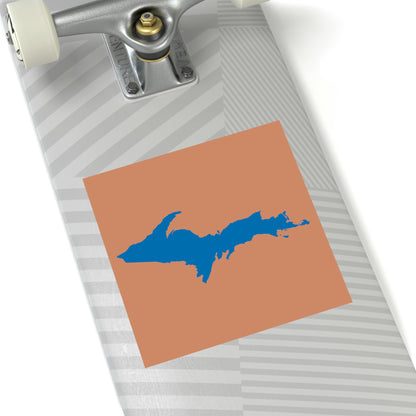 Michigan Upper Peninsula Square Sticker (Copper Color w/ Azure UP Outline) | Indoor/Outdoor