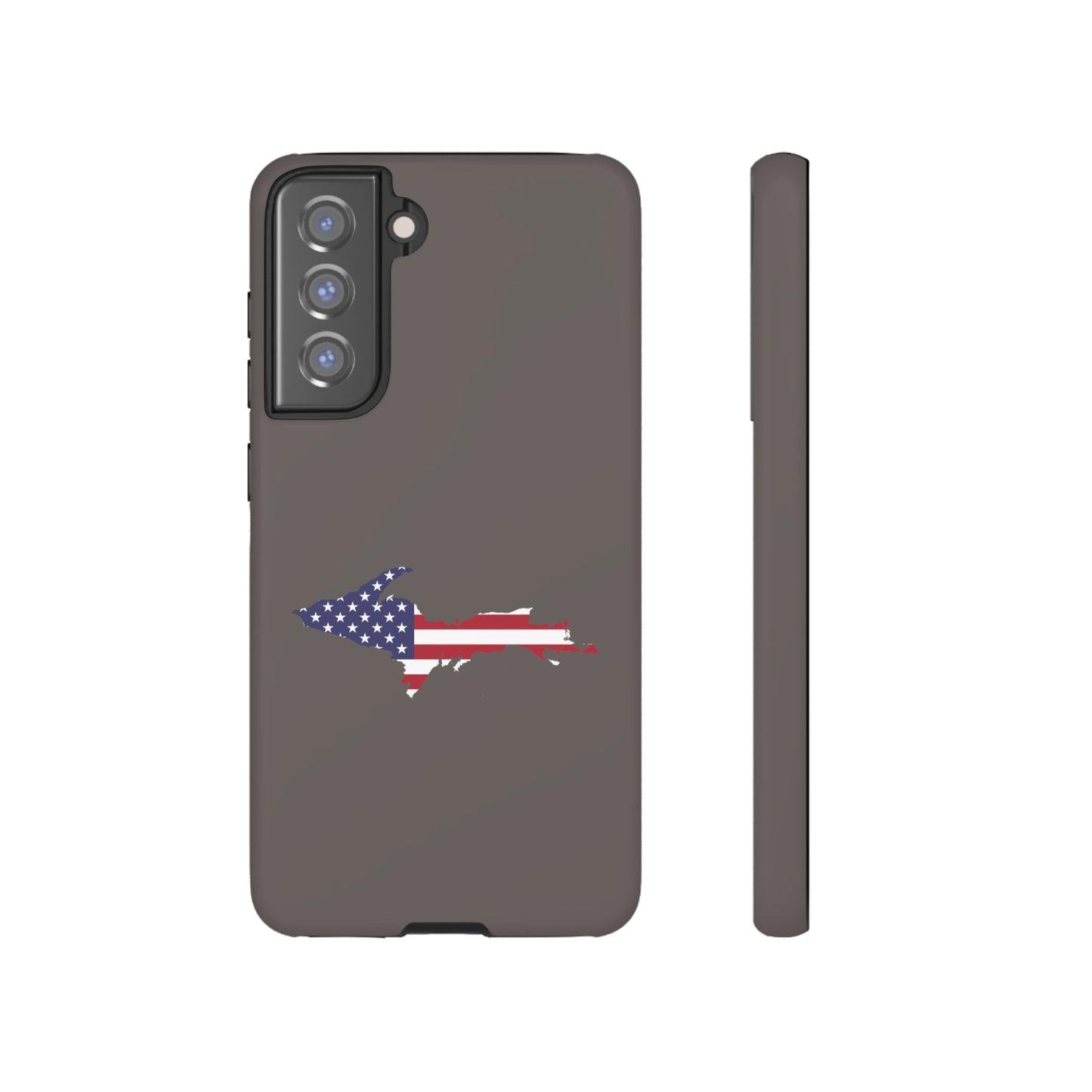 Michigan Upper Peninsula Tough Phone Case (Warren Tank Grey w/ UP USA Flag Outline) | Samsung & Pixel Android